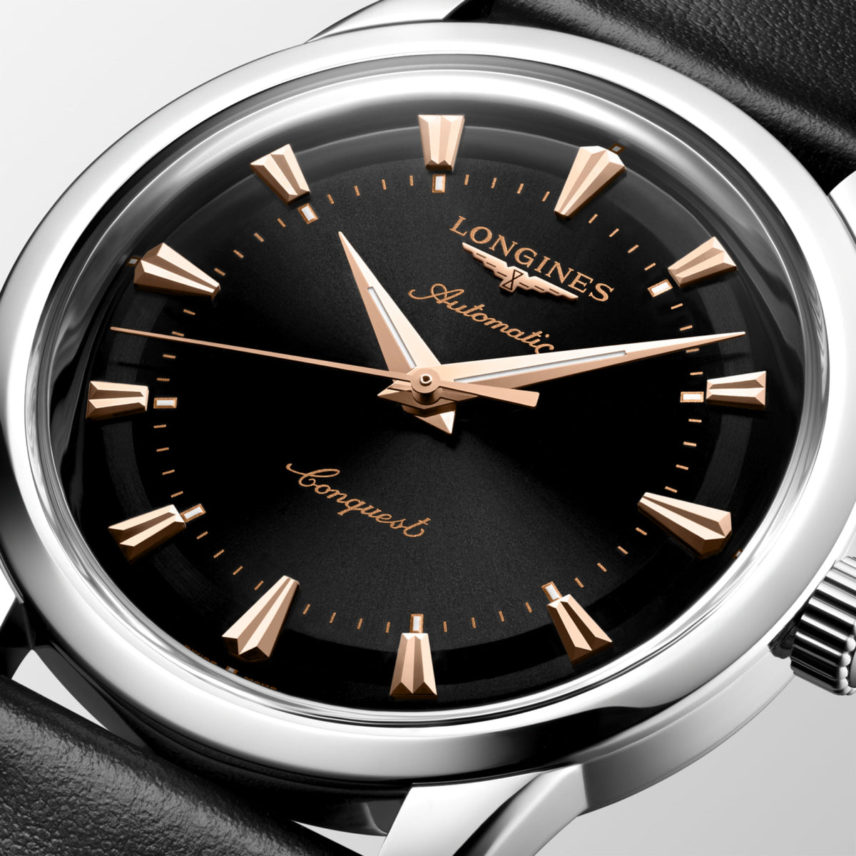 Conquest Heritage 40.00 mm Black lacquered polished Stainless steel L16504522 L1.650.4.52.2 detailed view