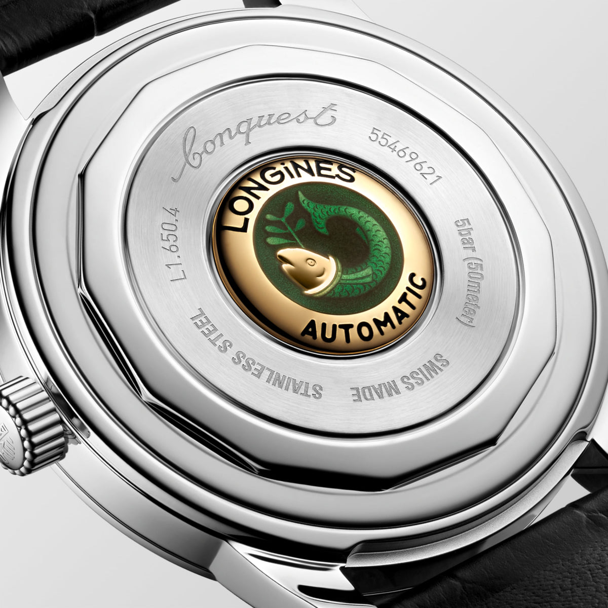 Conquest Heritage 40.00 mm Blue lacquered polished Stainless steel L16504922 L1.650.4.92.2 back view