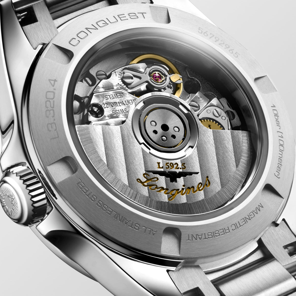 Conquest 30.00 mm Sunray blue Stainless steel L33204976 L3.320.4.97.6 back view