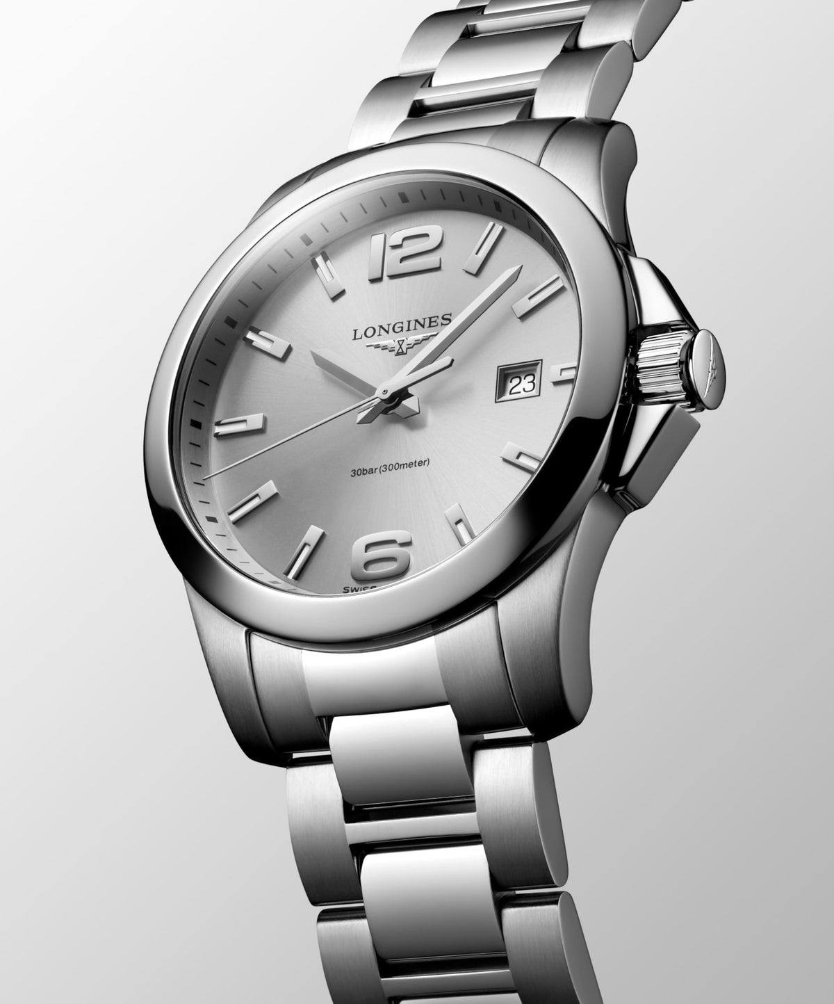 Conquest 41.00 mm Sunray silver Stainless steel L37594766 L3.759.4.76.6 back view