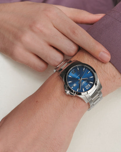 Conquest 41.00 mm Sunray blue Stainless steel L37594966 L3.759.4.96.6 back view