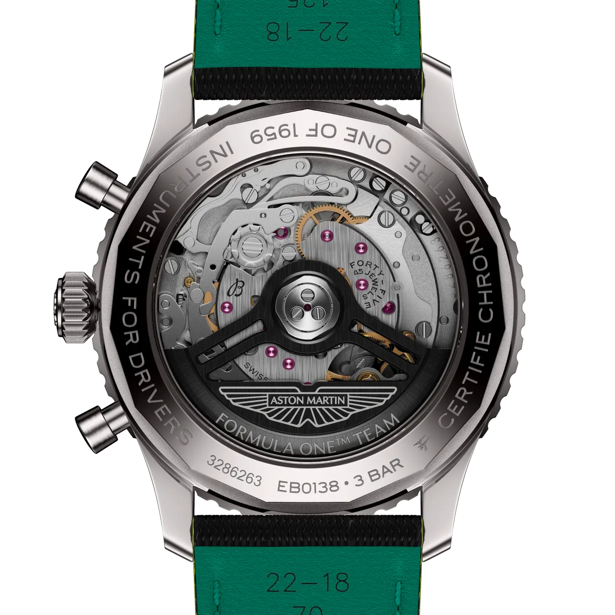 Navitimer B01 Chronograph 43 Aston Martin Aramco Formula ONE™ team Titanium 43 mm EB01381A1B1X1 fourth view