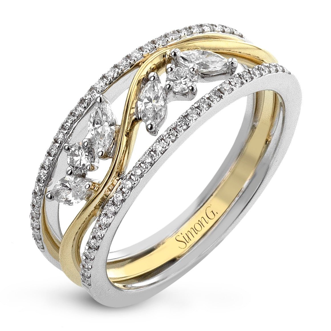 Fashion Ring in 18k Gold with Diamonds - Simon G. Jewelry
