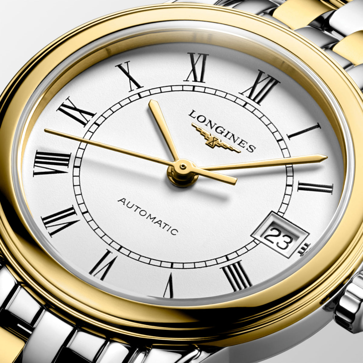 Flagship Classic 26.00 mm White matt Stainless steel and yellow PVD coating L42743217 L4.274.3.21.7 detailed view