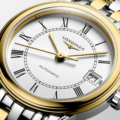 Flagship Classic 26.00 mm White matt Stainless steel and yellow PVD coating L42743217 L4.274.3.21.7 detailed view