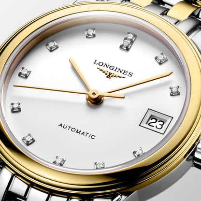 Flagship Classic 26.00 mm White matt Stainless steel and yellow PVD coating L42743277 L4.274.3.27.7 detailed view