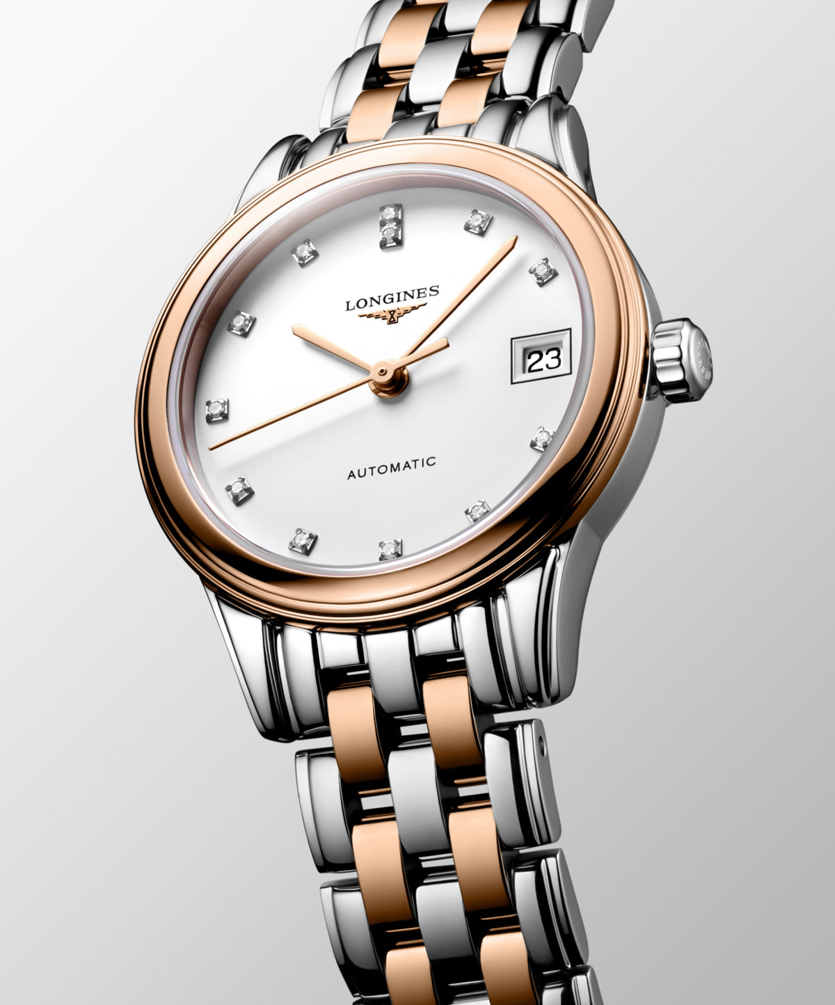 Flagship Classic 26.00 mm White matt Stainless steel and red PVD coating L42743997 L4.274.3.99.7 back view