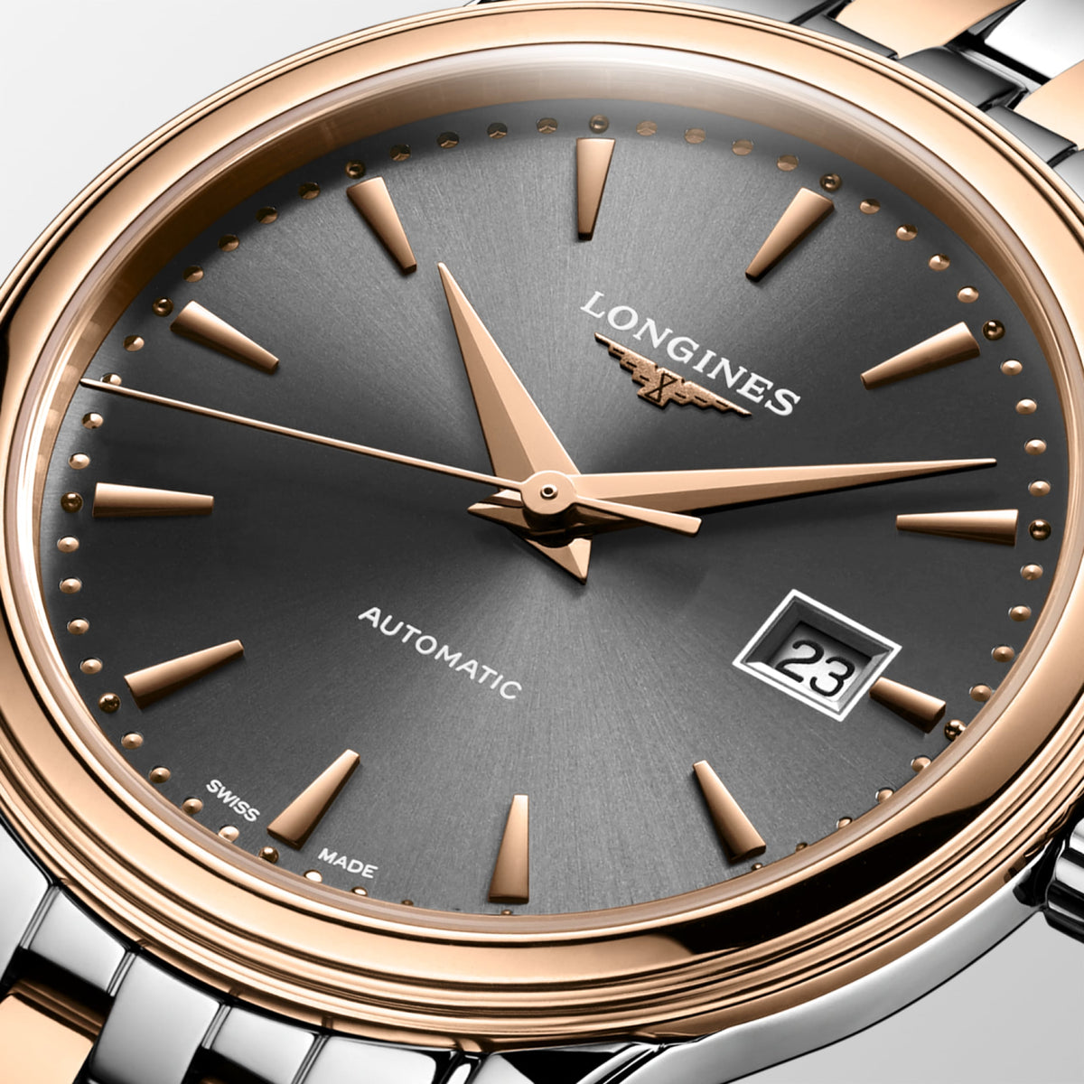 Flagship Classic 30.00 mm Anthracite Stainless steel and red PVD coating L43743787 L4.374.3.78.7 detailed view