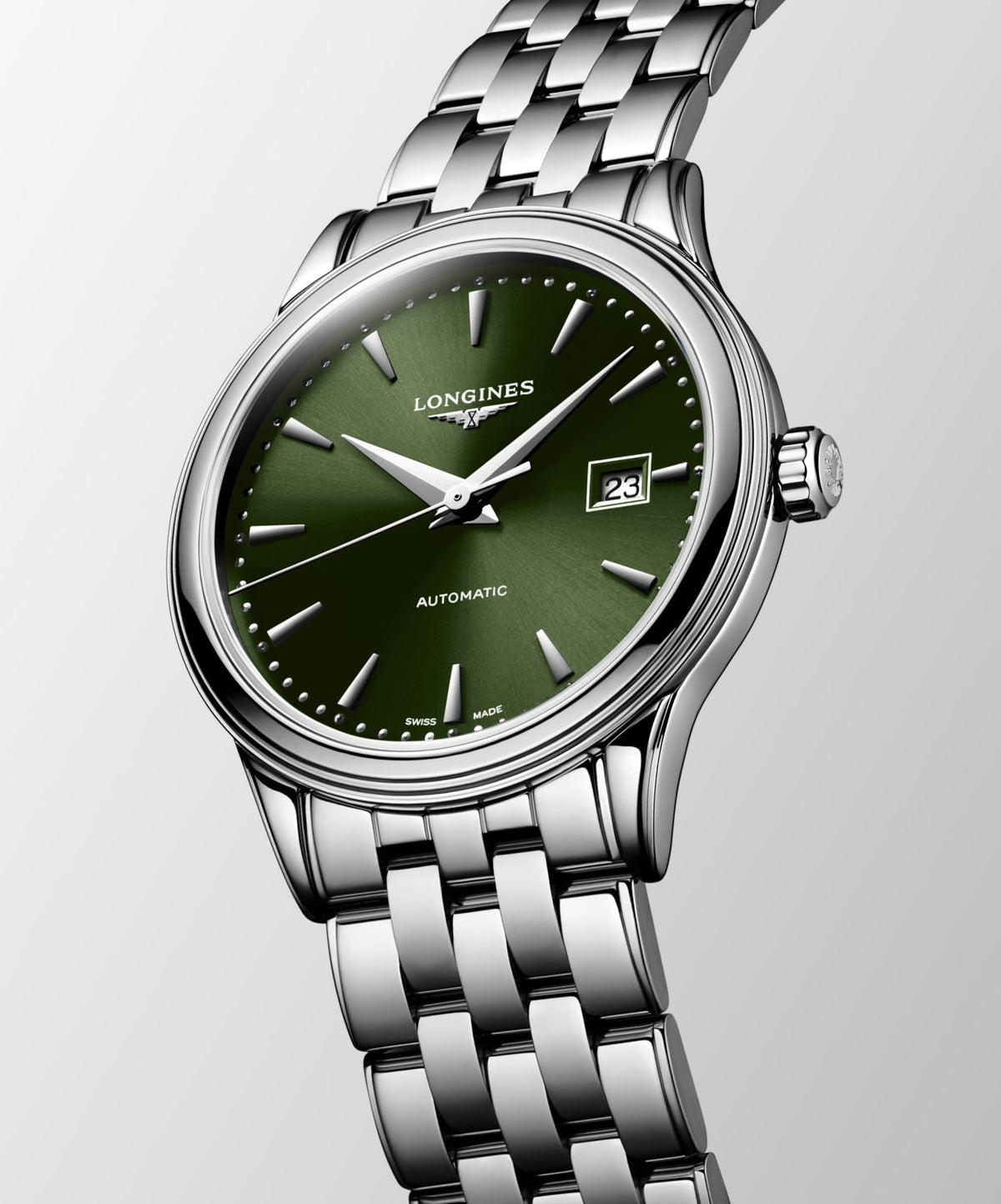 Flagship Classic 30.00 mm Sunray green Stainless steel L43744026 L4.374.4.02.6 front and side view