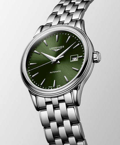 Flagship Classic 30.00 mm Sunray green Stainless steel L43744026 L4.374.4.02.6 front and side view
