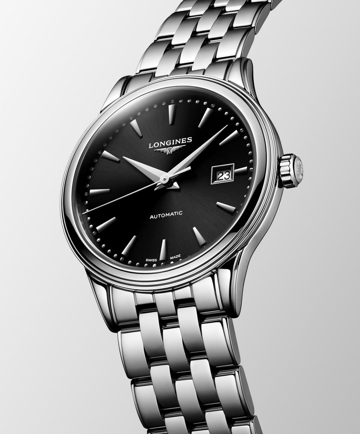 Flagship Classic 30.00 mm Sunray black Stainless steel L43744596 L4.374.4.59.6 front and side view