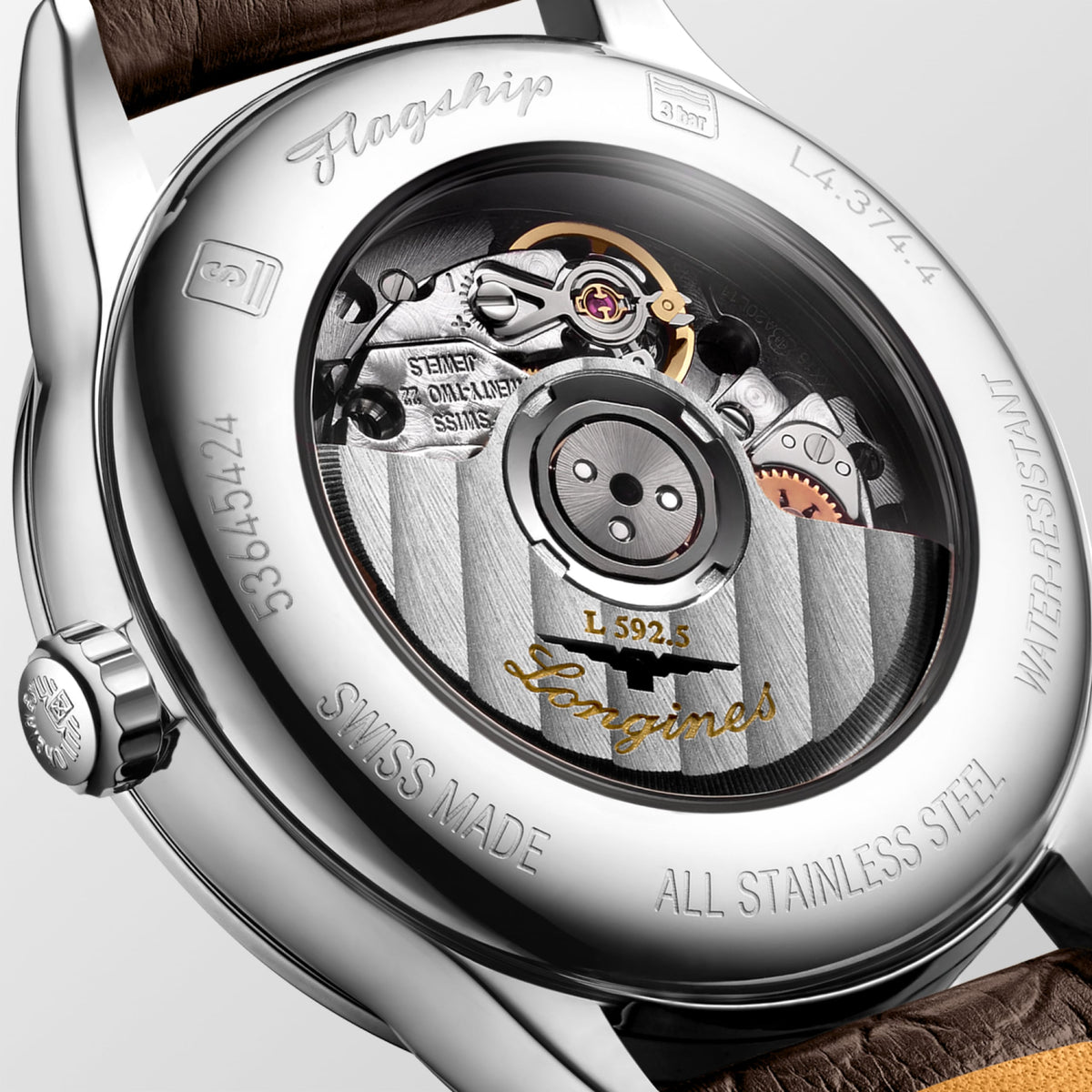 Flagship Classic 30.00 mm Beige Stainless steel L43744792 L4.374.4.79.2 front and side view