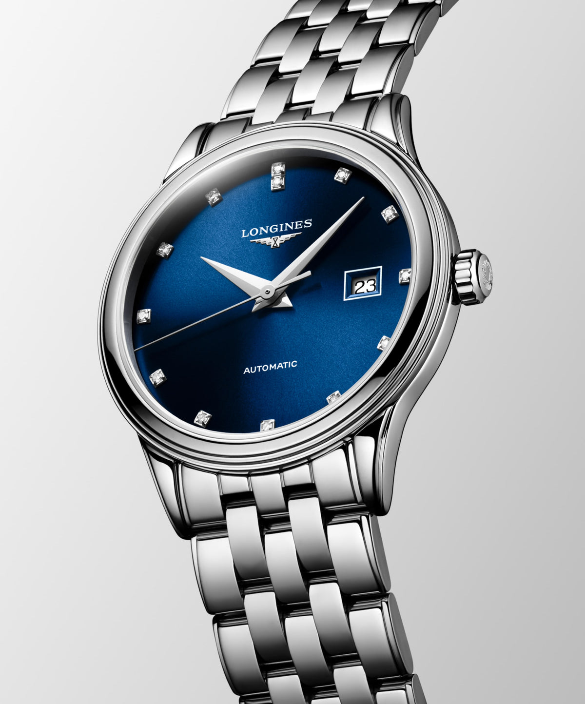 Flagship Classic 30.00 mm Sunray blue Stainless steel L43744976 L4.374.4.97.6 front and side view