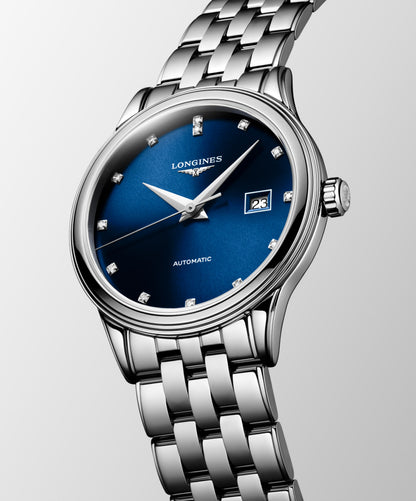 Flagship Classic 30.00 mm Sunray blue Stainless steel L43744976 L4.374.4.97.6 front and side view