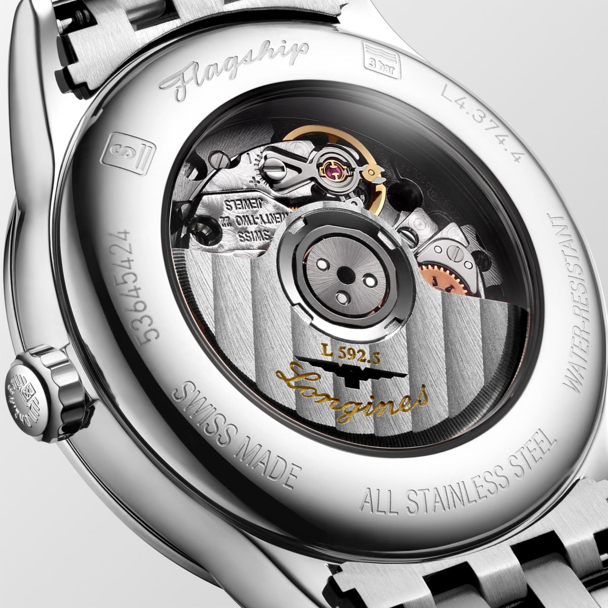 Flagship Classic 30.00 mm Sunray blue Stainless steel L43744976 L4.374.4.97.6 back view