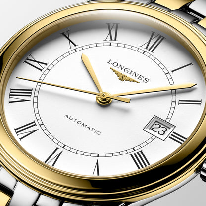 Flagship Classic 38.50 mm White matt Stainless steel and yellow PVD coating L49743217 L4.974.3.21.7 detailed view