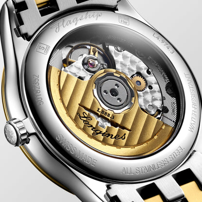 Flagship Classic 38.50 mm Gilt Stainless steel and yellow PVD coating L49743327 L4.974.3.32.7 back view