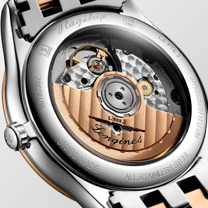 Flagship Classic 38.50 mm White matt Stainless steel and red PVD coating L49743997 L4.974.3.99.7 back view