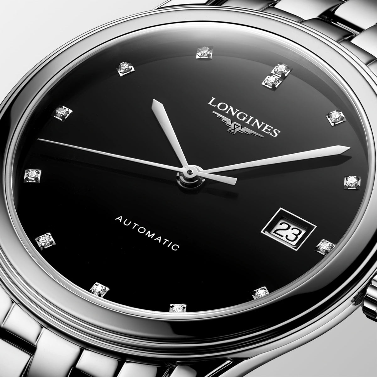 Flagship Classic 38.50 mm Black lacquered polished Stainless steel L49744576 L4.974.4.57.6 detailed view