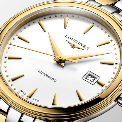 Flagship Classic 40.00 mm White matt Stainless steel and yellow PVD coating L49843207 L4.984.3.20.7 detailed view