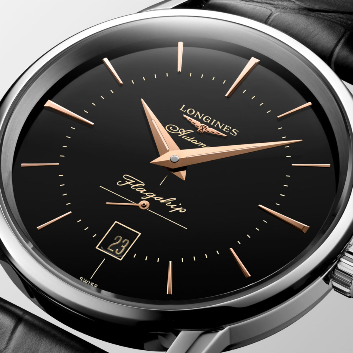 Flagship Heritage 38.50 mm Black Stainless steel L47954580 L4.795.4.58.0 detailed view