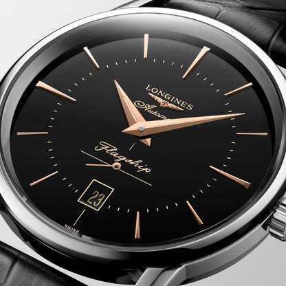 Flagship Heritage 38.50 mm Black Stainless steel L47954580 L4.795.4.58.0 detailed view