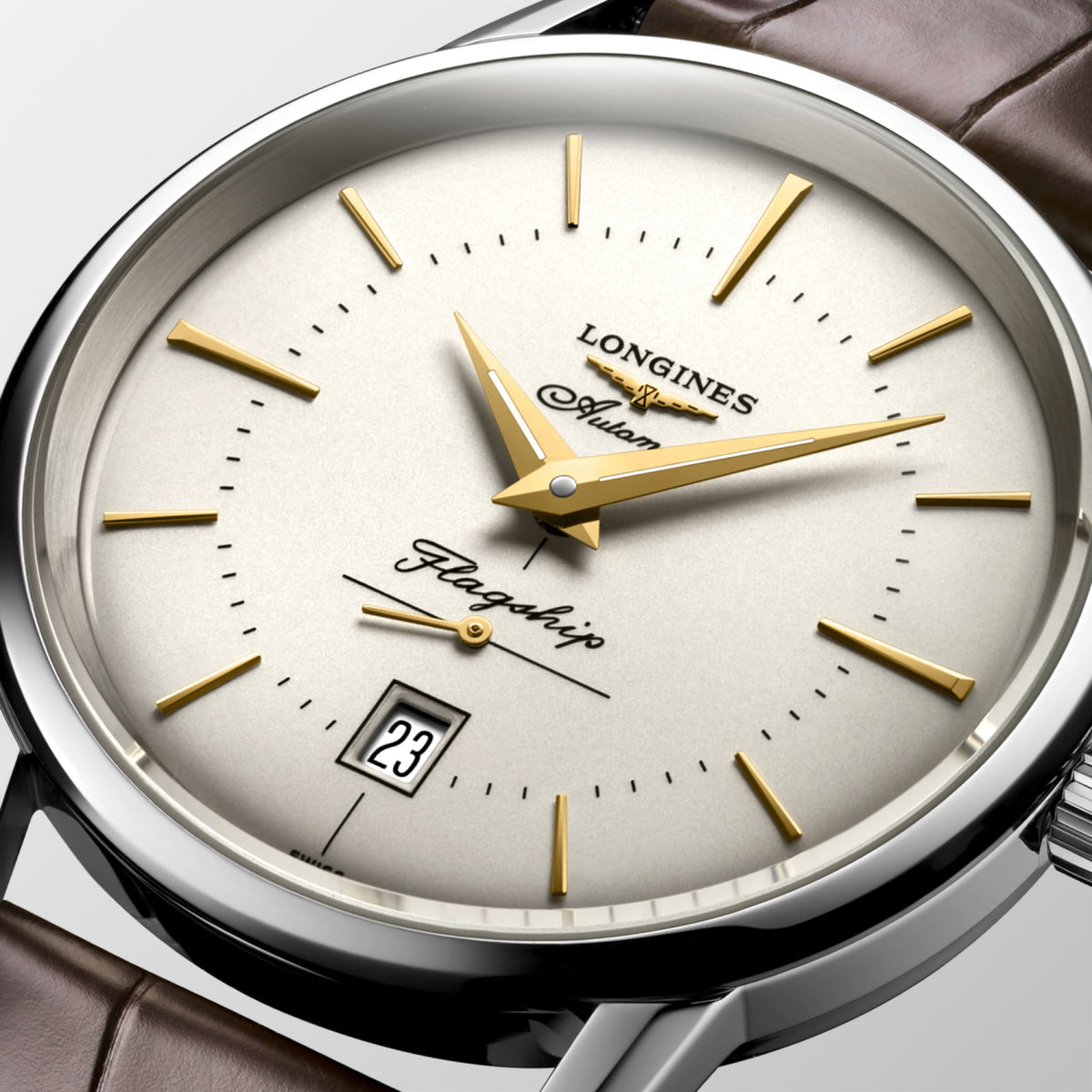 Flagship Heritage 38.50 mm Opaline Ivory Stainless steel L47954782 L4.795.4.78.2 detailed view