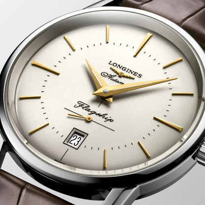 Flagship Heritage 38.50 mm Opaline Ivory Stainless steel L47954782 L4.795.4.78.2 detailed view