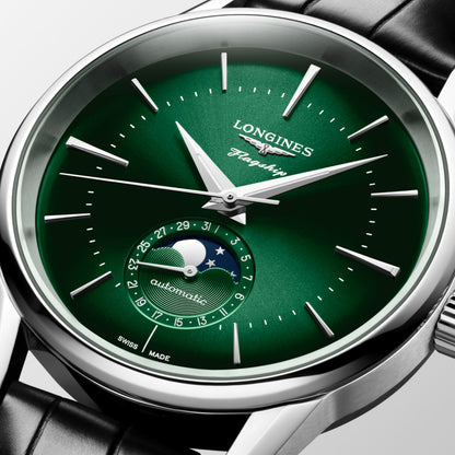 Flagship Heritage Moonphase 38.50 mm Sunray green Stainless steel L48154022 L4.815.4.02.2 detailed view