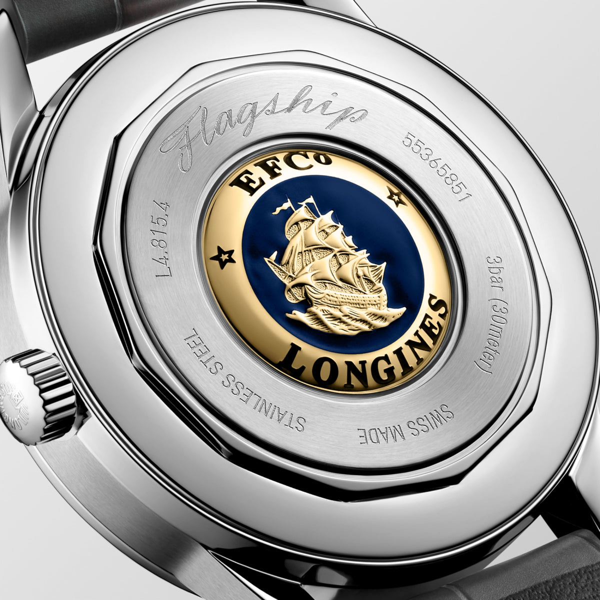 Flagship Heritage Moonphase 38.50 mm Sunray anthracite Stainless steel L48154522 L4.815.4.52.2 back view