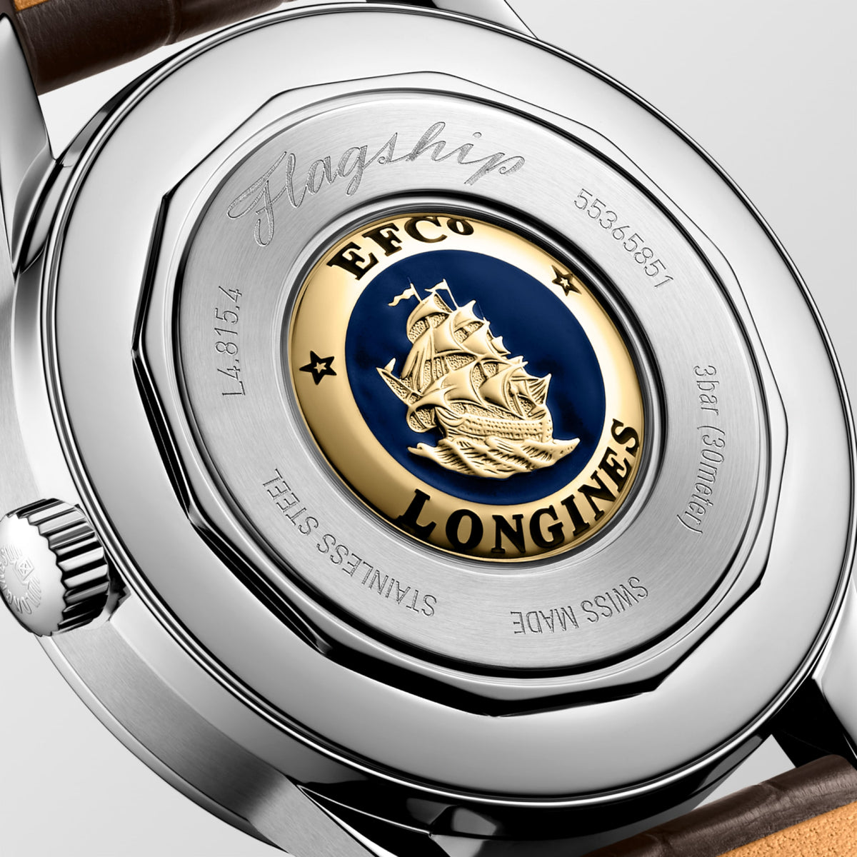 Flagship Heritage Moonphase 38.50 mm Sunray beige Stainless steel L48154622 L4.815.4.62.2 back view