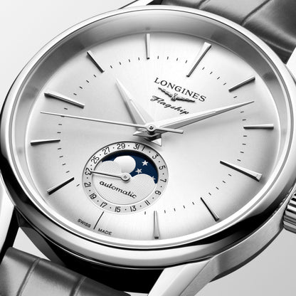 Flagship Heritage Moonphase 38.50 mm Sunray silver Stainless steel L48154722 L4.815.4.72.2 detailed view