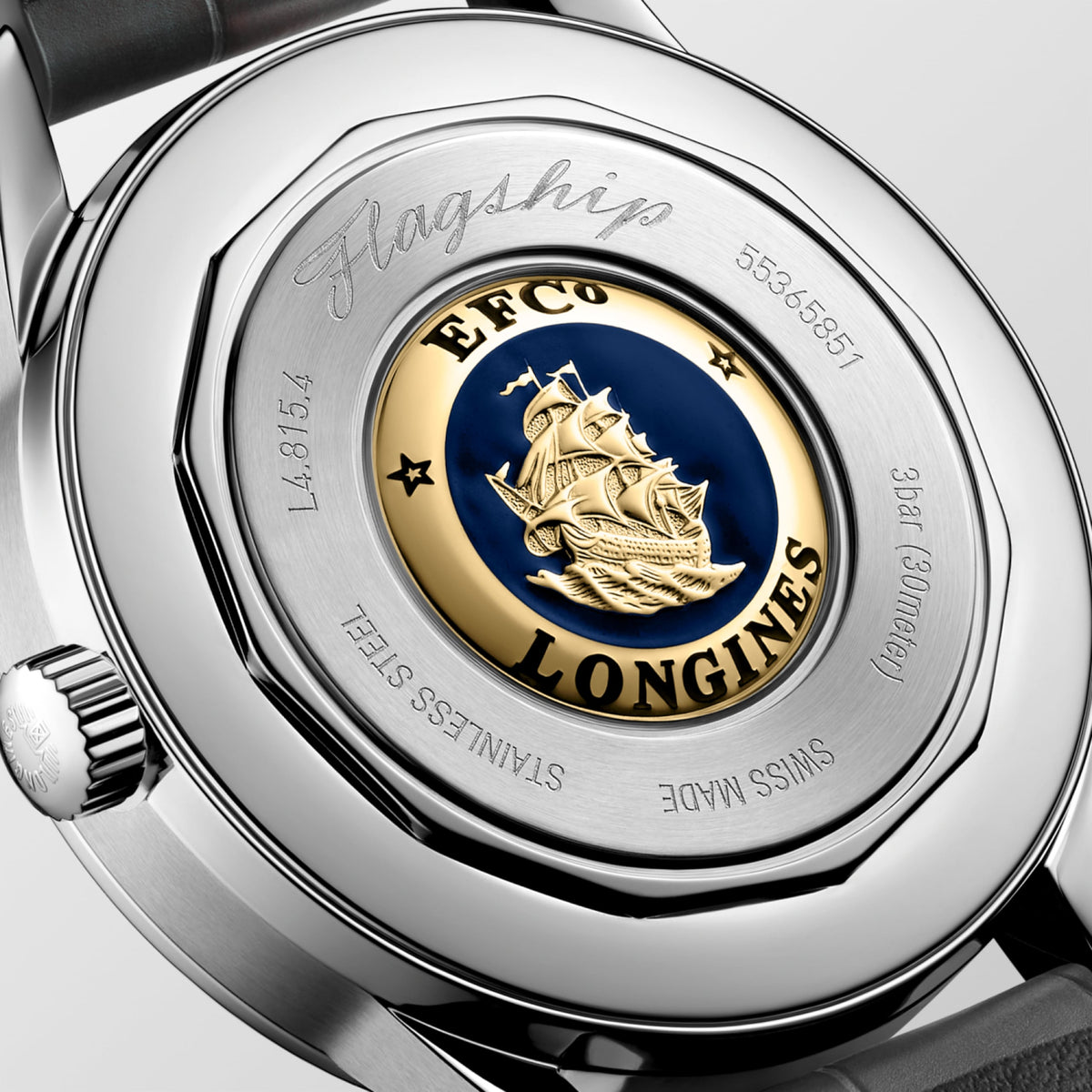 Flagship Heritage Moonphase 38.50 mm Sunray silver Stainless steel L48154722 L4.815.4.72.2 back view