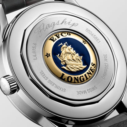 Flagship Heritage Moonphase 38.50 mm Sunray silver Stainless steel L48154722 L4.815.4.72.2 back view