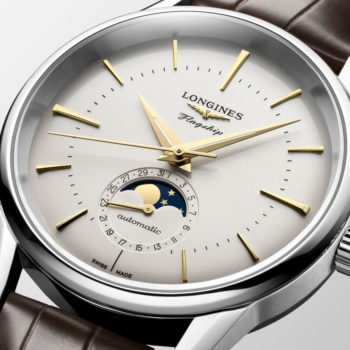 Flagship Heritage Moonphase 38.50 mm Opaline Ivory Stainless steel L48154782 L4.815.4.78.2 detailed view