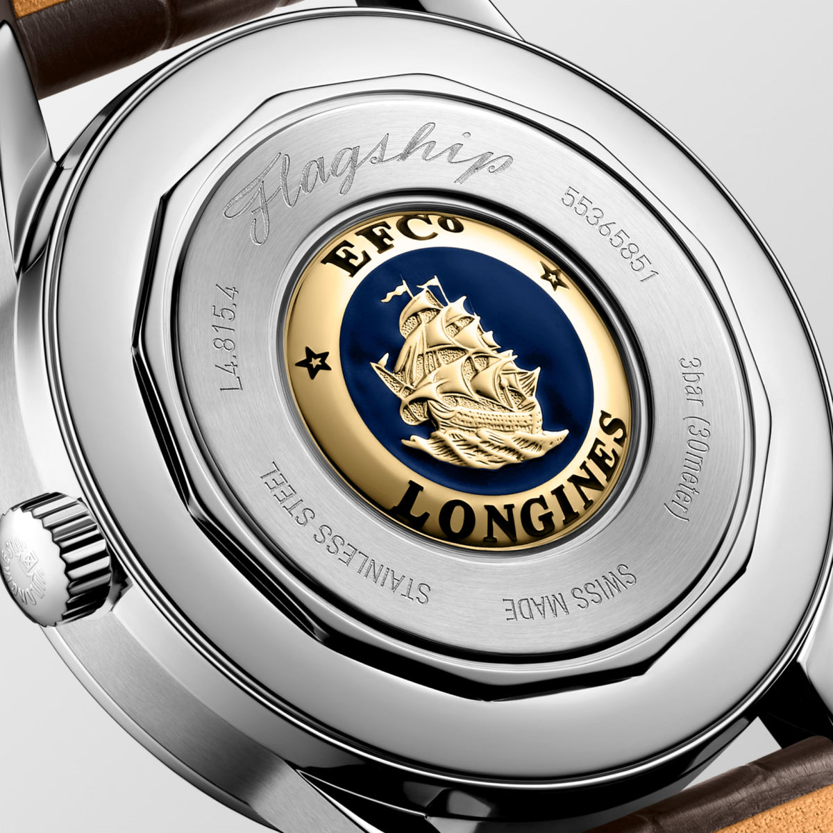 Flagship Heritage Moonphase 38.50 mm Opaline Ivory Stainless steel L48154782 L4.815.4.78.2 back view