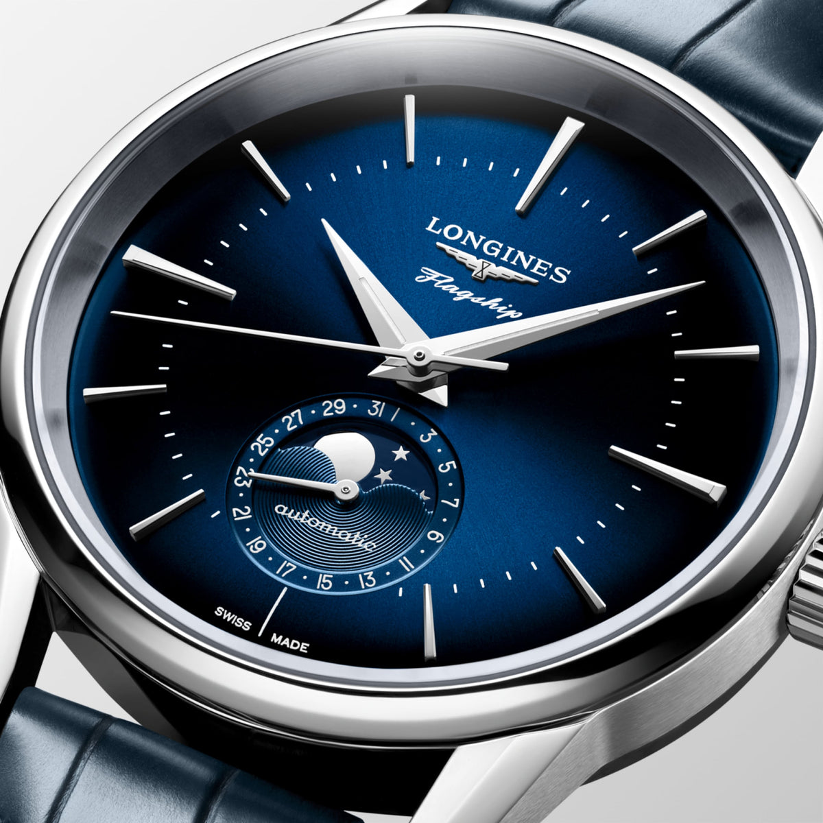 Flagship Heritage Moonphase 38.50 mm Sunray blue Stainless steel L48154922 L4.815.4.92.2 detailed view