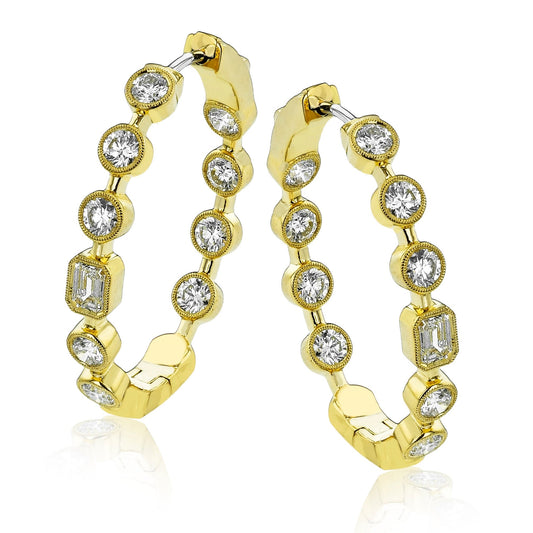 Hoop Earrings in 18k Gold with Diamonds - Simon G. Jewelry