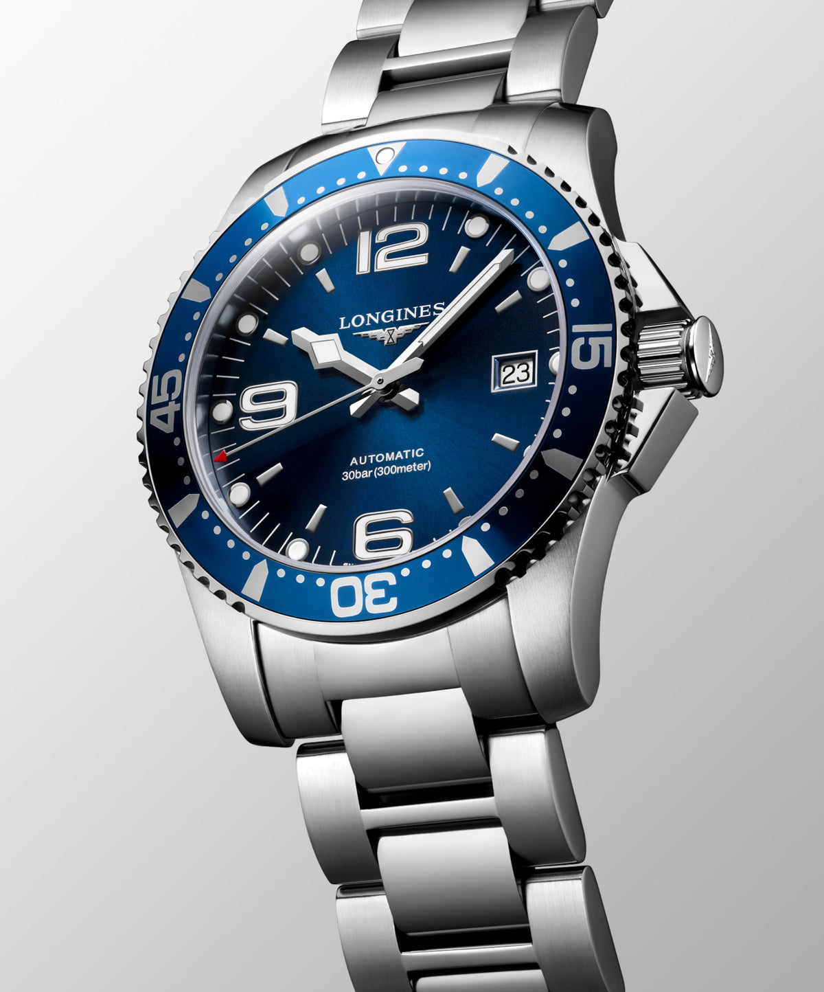 Hydroconquest 41.00 mm Sunray blue Stainless steel L37424966 L3.742.4.96.6 side and front view