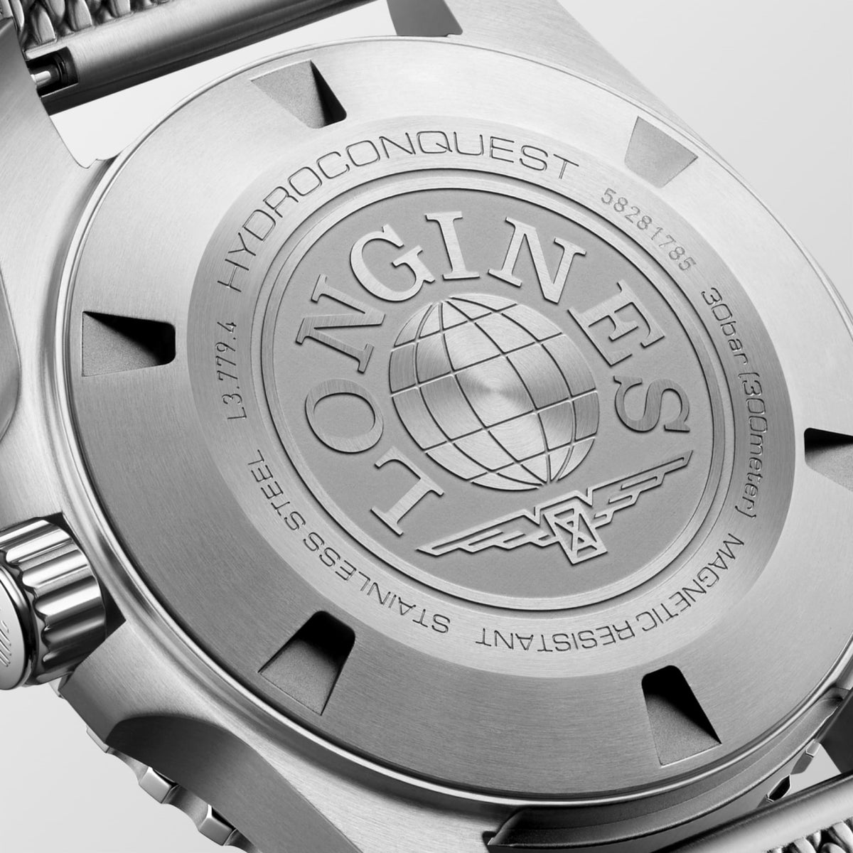 Hydroconquest 39.00 mm Black lacquered polished Stainless steel and ceramic bezel L37794706 L3.779.4.70.6 back view