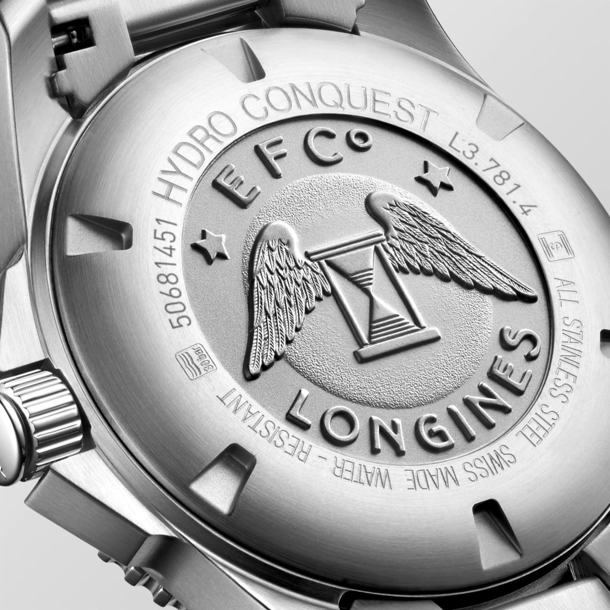 Hydroconquest 41.00 mm Sunray black Stainless steel and ceramic bezel L37814566 L3.781.4.56.6 side and front view
