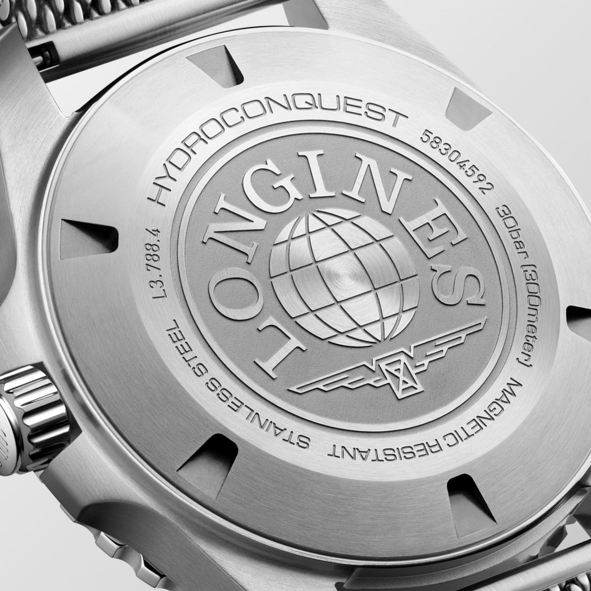 Hydroconquest 42.00 mm Black lacquered polished Stainless steel and ceramic bezel L37884706 L3.788.4.70.6 back view