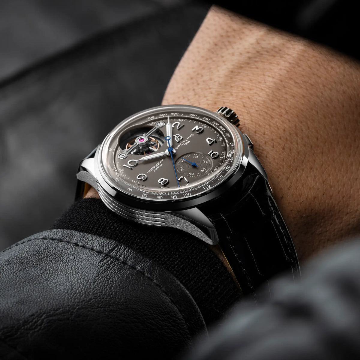 Premier B21 Chronograph Tourbillon 42 Gaston Breitling 18k white gold 42 mm JB2120A61B1P1 fifth view