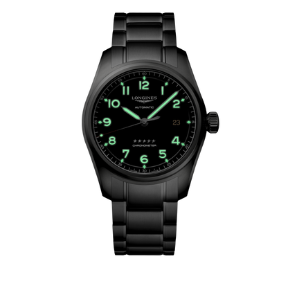 Longines Spirit 40.00 mm Black matt Stainless steel L38104536 L3.810.4.53.6 glow view