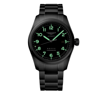 Longines Spirit 42.00 mm Black matt Stainless steel L38114536 L3.811.4.53.6 glow view