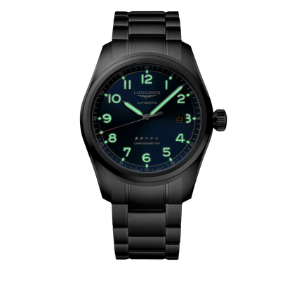 Longines Spirit 42.00 mm Sunray blue Stainless steel L38114936 L3.811.4.93.6 glow view