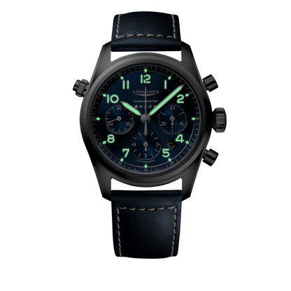 Longines Spirit Chronograph 42.00 mm Sunray blue Stainless steel L38204930 L3.820.4.93.0 glow view