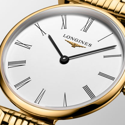 La Grande Classique De Longines 24.00 mm White Yellow PVD coating L4209211E L4.209.2.11.E detailed view