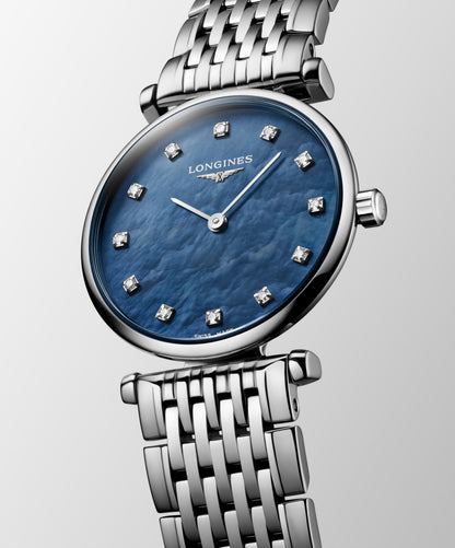 La Grande Classique De Longines 24.00 mm Blue mother-of-pearl Stainless steel L4209481C L4.209.4.81.C front and side view
