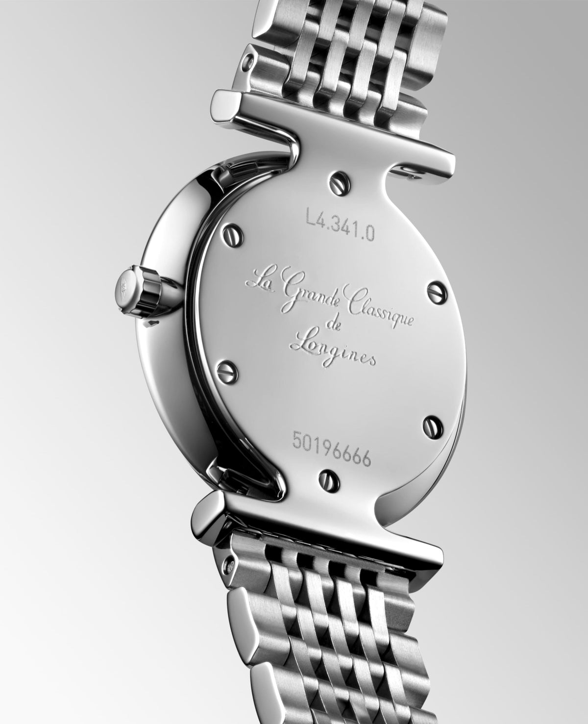 La Grande Classique De Longines 24.00 mm White mother-of-pearl Stainless steel L4341080C L4.341.0.80.C front and side view